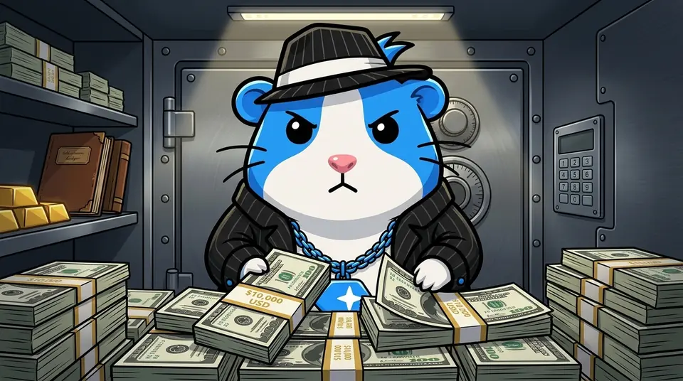 Gramster counting cash in a vault